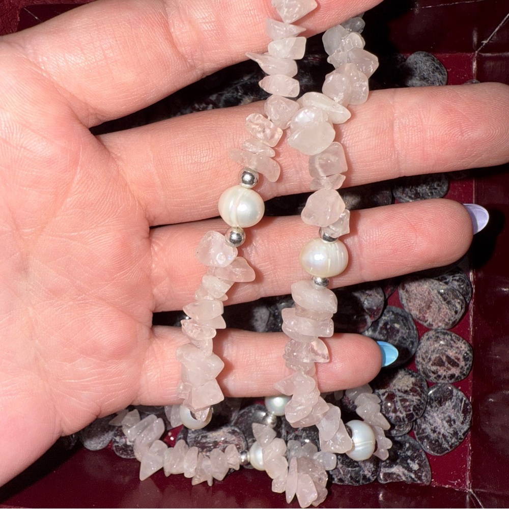 Rose Quartz & Saltwater Pearl Necklace